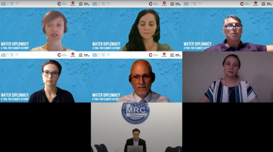 screenshot, water diplomacy a tool for climate action, event webinar